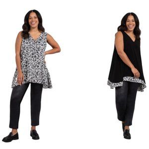 SYMPLI - Animal Floral Satin Reversible Trapeze Tank